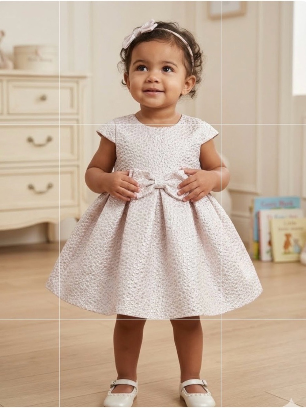 Girls Bonnie Baby White Pink Gold Polka Dot  Dress Size‎ 12M